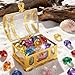 WZXJZTCY Diving gem Pool Toys Sand Toys,16 Big Colorful Diamond with Pirate Treasure Chest Summer Training Swimming Diving Underwater Toy Children's Game Gifts (Golden)