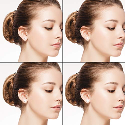 OIDEA 4-10 Pairs Multi-size Stainless Steel Piercing Fake Gauges Earring Studs, White/Black3