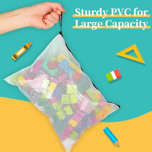 Image of A5 Mesh Zipper Pouch, 24 Pack 9.4 inch x 6.9 inch Plastic Zipper Pouches for Organizing, Multipurpose Waterproof Zipper Bags for Travel Office Home Storage, Black