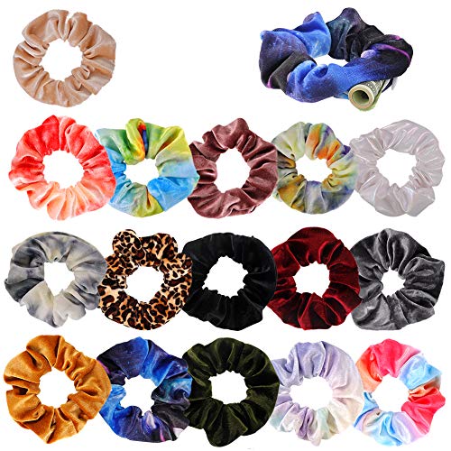 Baring 16 Pieces Velvet Pocket Hair Scrunchies Hidden Pocket Hair Ties Elastic Zipper Scrunchies with Zipper Pocket Storage for Women Girls Hair Accessories