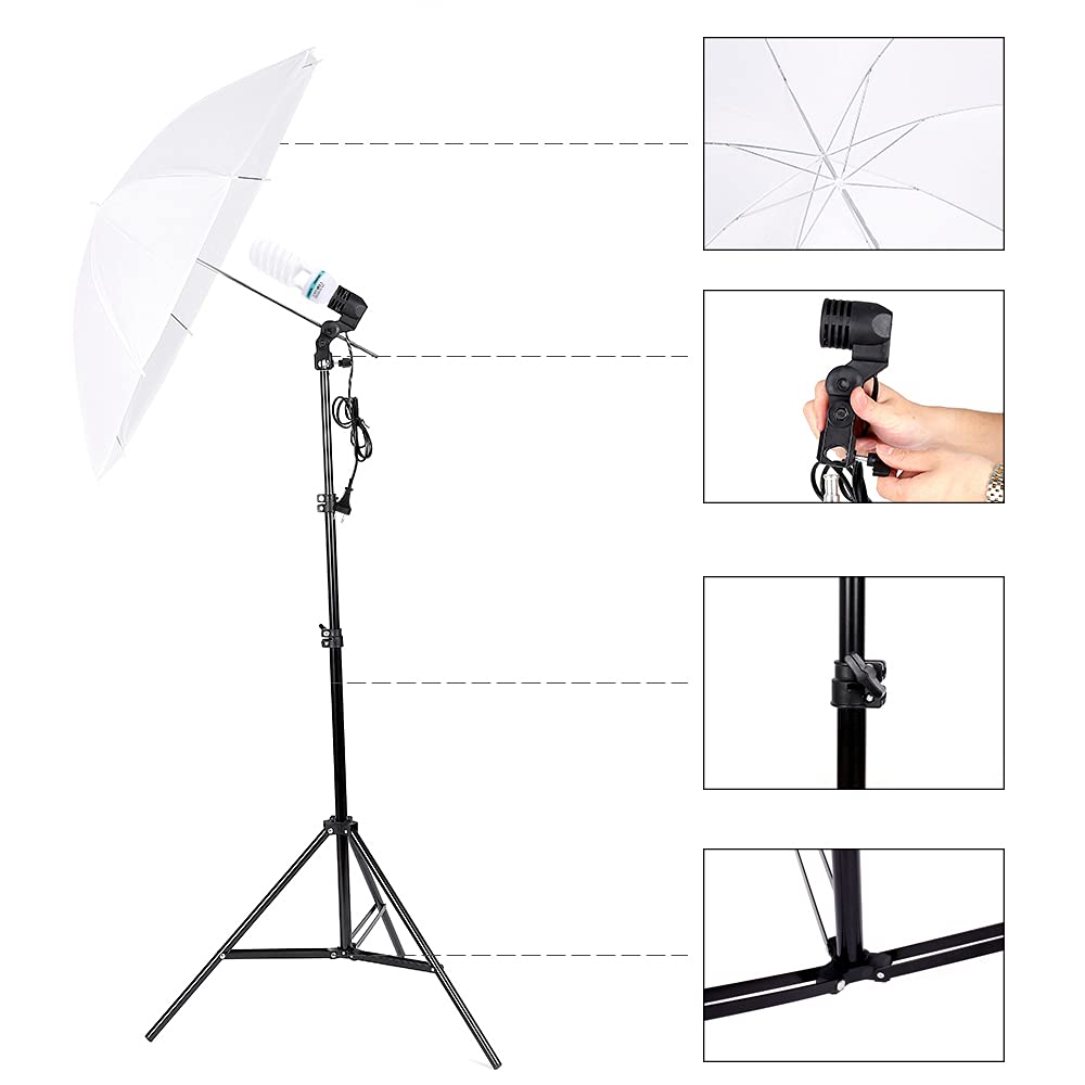 Kit d'éclairage Studio Photo Système de Support de Tissu Réglable avec Ombrelles 5 en 1 Réflecteur Softbox Toiles 1 Sac de Transport pour Portrait