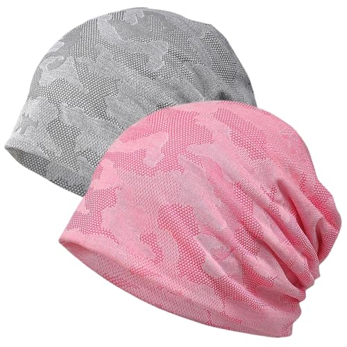 Gorro de holgura, 2 Piezas Estiramiento de Sombrero Holgado, Tope de cráneo Absorbente de Sudor Transpirable Suave, turbantes con cúpula para Mujeres Deportes