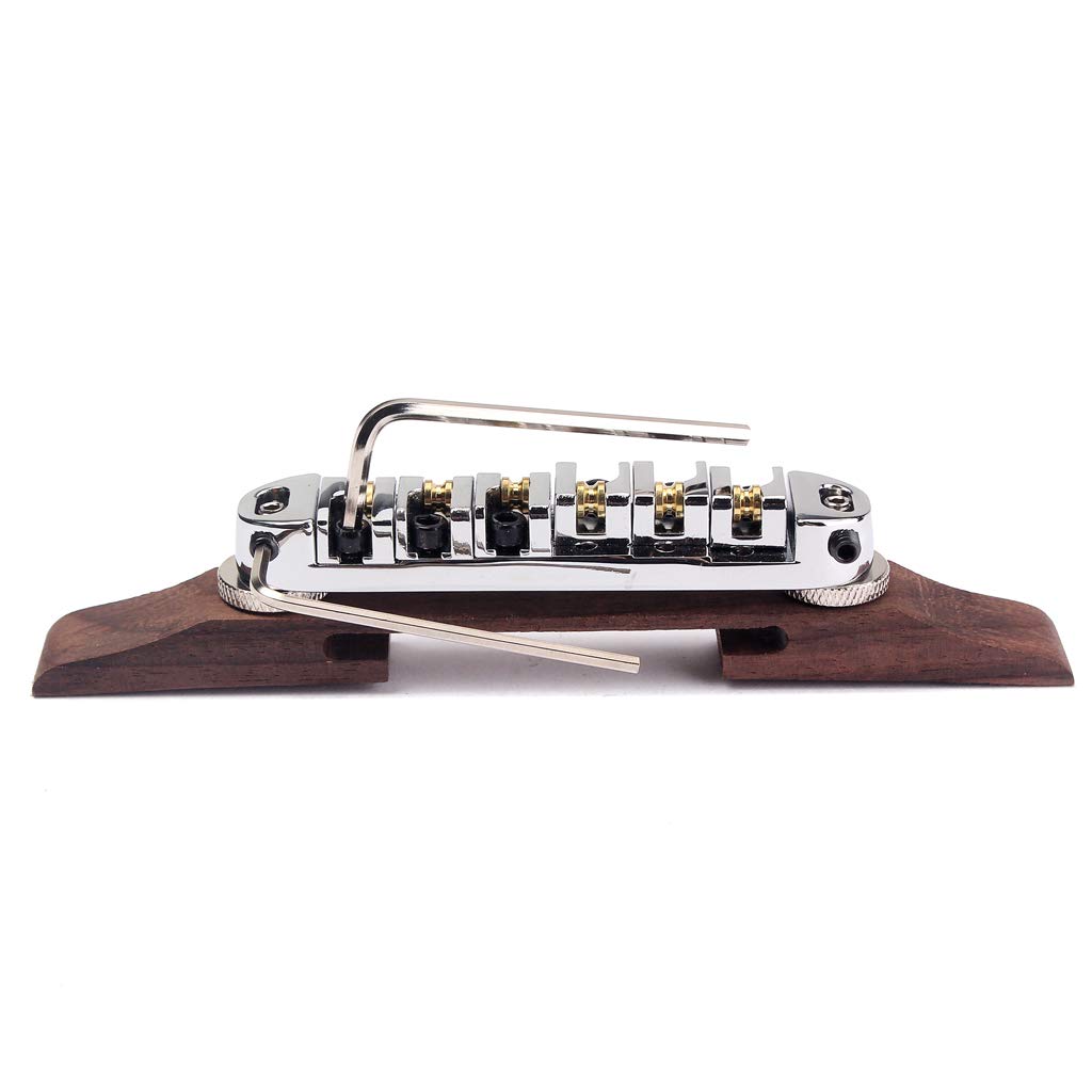 Alnicov Chromowane siodełka rolkowe Rosewood Bridge zestaw do gitary jazzowej