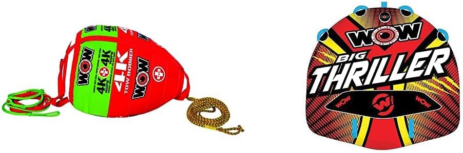 WOW Sports Tow Bobber Towable, Tow Rope for Boat Tube, 1-4 Persons & Towable Deck Tube for Boating, 1-4 Person Options
