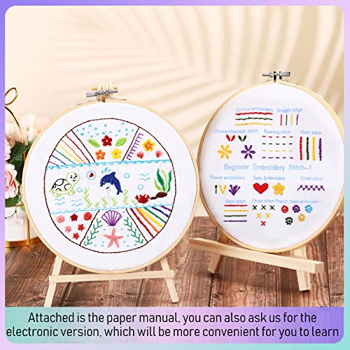 9 Sets Embroidery Stitch Beginners Practice Kits Cross Stitch Kits To Learn Different Stitches Crochet Punch Needlepoint Kits For Adults Kids Craft Lover Embroidery Fabric Embroidery Skill (Classic) #TOP3