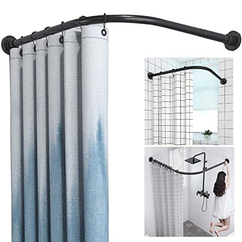 Barre Rideau Douche Noir Extensible Angle sans Percage,Tringle Rideau Douche Courbe Ajustable,Extensible Convient, 304 Acier Inoxydable,pour Salle Bain, Cuisine, Cabine Dessayage,A