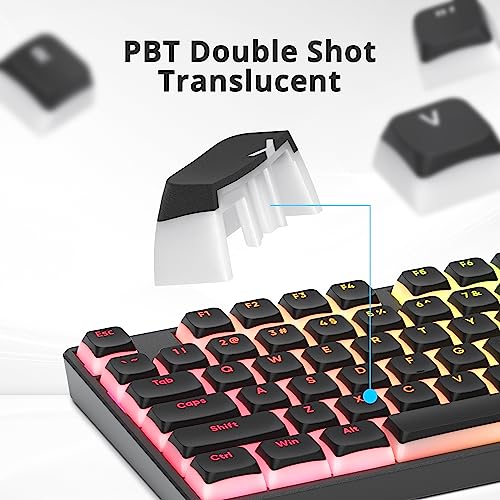 Image of PBT Black Pudding Keycaps Set 117 Keys, Double Shot Translucent XDA Profile for ISO & ANSI Layout 61 /68 /84 /87 /104 Keys Mechanical Keyboard(Black Pudding)