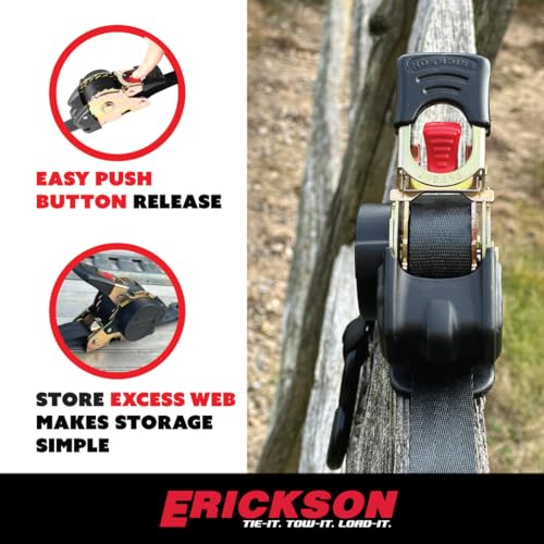 Erickson 34413 Pro Series Black 1 Inch X 6' Retractable Ratcheting Tie-Down Strap thumb #6