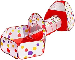 MAIKEHIGH soft play Indoor/Outdoor Play Tunnel and Play Tent Cubby-Tube-Teepee 3 In 1 Playground Gifts for Children Baby Girls Boys Kids Toys BALLS NOT INCLUDED