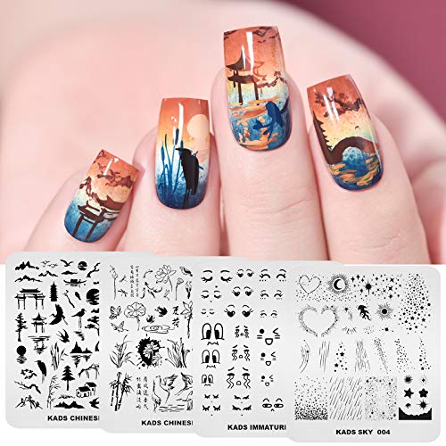 KADS 20Pcs Nail Stamp Plates Set Nails Art Stamping Plates Leaves Flowers Animal Chinese Style Nail Plate Template Image Plate - Image 4