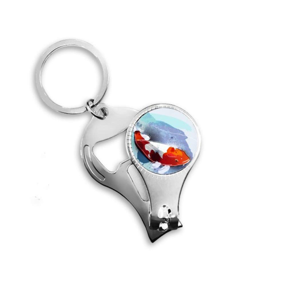 Porte-clés Poisson Koi Japon aquarelle avec décapsuleur intégré