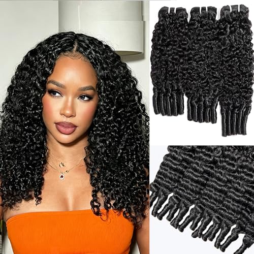 Sdferlin Burmese Curly Bundles Human Hair 16 18 20 Inch 3c4a 100% Virgin Unprocessed Curly Human Hair Bundles Water Wave Quick Weave with Spiral Curly End Hair Extensions12A 100% Real Human Hair