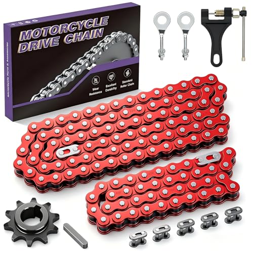 Red 420 Chain 42 and 90 Links Kit for Mini Bike CT200U MB200 212cc
