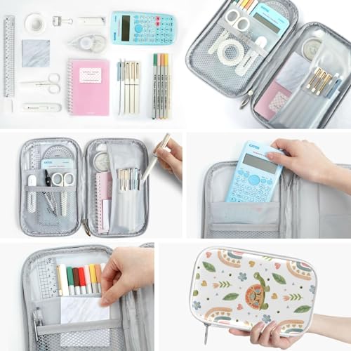 Image of Cartoon Cute Turtle Rainbow Pencil Bag Case Zipper Pencil Holder Organizer Stationary Pen Bag Cosmetic Makeup Bag Pouch Purse for School Office Supplies