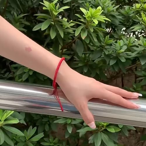 Red String Bracelet for Men and Women, Rope Lucky and Protection Bracelet, Handmade Tibetan Braided Tie Thread Bracelet, Surfer Woven String (Dark Red)3