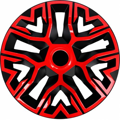 NRM The Best Bicolor Radkappen 4er Set | Schlagfestes ABS, Universell fĂĽr Stahlfelgen, Einfache Montage | Felgenschutz, Verstellbarer Spannring, Werkzeugfrei (Rot/Schwarz, 15")