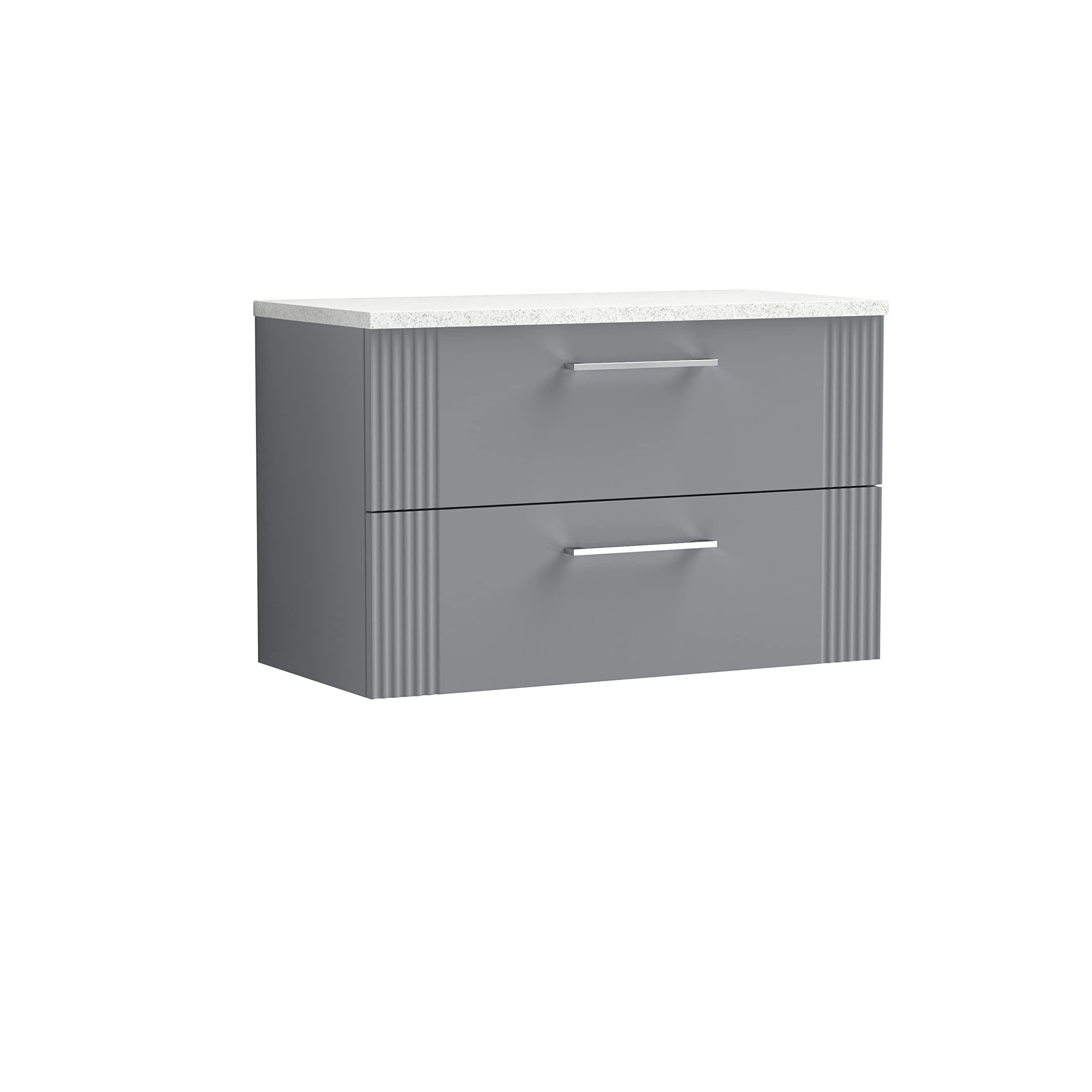 Nuie Satin Grey Deco Wall Hung Drawer Vanity Unit With Sparkling White Laminate Worktop | | Mdf | 800Mm Size 2