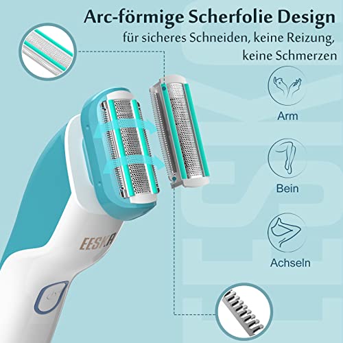 Damenrasierer elektrisch, EESKA Intimrasierer für Frauen, Elektrorasierer Damen für Armen, Beinen, Achseln und Bikinizone, IPX7 Wasserdichter Bikini-Trimmer für Damen, Aufladbar - Image 3