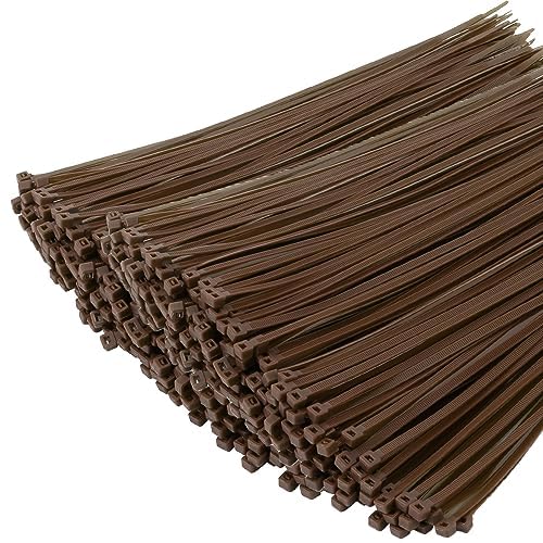 Image of XINGO 1000 PCS Brown Zip Ties 12 Inch, 60 LBS Tensile Strength, Self-Locking Nylon Plastic Nylon PA66 Wire Ties for Indoor and Outdoor Use