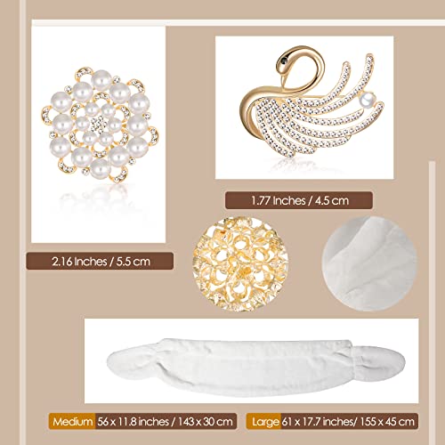 Geyoga Faux Fur Shawl Wrap Stole Shrug Winter Bridal Wedding Scarf Wrap with Faux Pearl Rhinestone Brooches for Women 1920s3