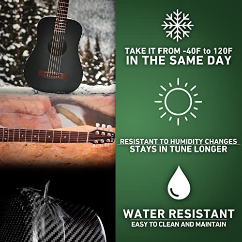 Klos Travel Guitar, Durable Carbon Fiber Acoustic Guitar - Black With Gig Bag, Strap, Capo And More #TOP3