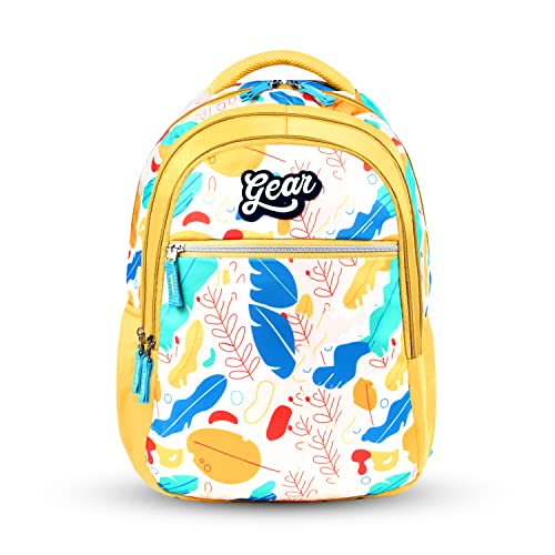 Gear Floral Petal 30L Water Resitant School Bag/Casual Backpack/Kids Bag/Daypack/College Bag for Girls/Women (Yellow)