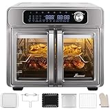 Romswi 26QT French Door Air Fryer Toaster Oven Combo, 24 Cooking Functions and Digital Controls, Fits 12' Pizza, 6 Slices of Toast, Rotisserie 6lb Chicken, 6 Accessories Included