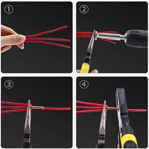 Miniatura 3 de Conector universal 2.5-4 Square Cable de broca eléctrica, herramienta de torsión de alambre, pelacables y tornador para uso con destornilladores de