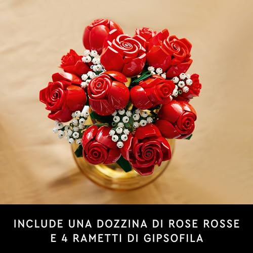 Botanicals Bouquet di Rose - Set di Fiori Finti con 12 Rose da Costruire, Hobby Creativi per Adulti, Decorazione di Natale per Casa, Idea Regalo per Donna o Uomo dalla Collezione Botanica 10328 - Lego - Immagine 2