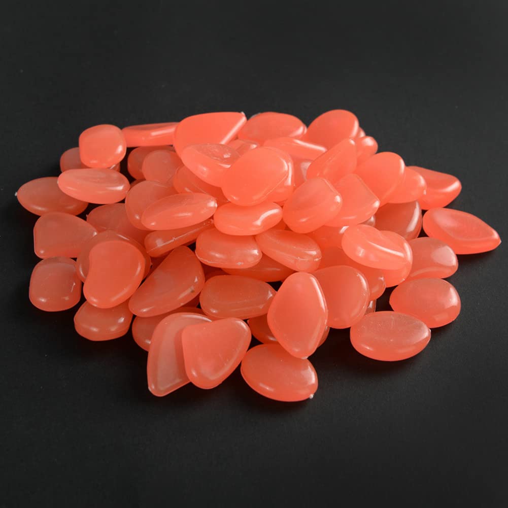 SPORTARC 50PCS Glow In The Dark Pebbles Luminous Stones Garden Walkaway Aquarium Fish Tank, ORANGE