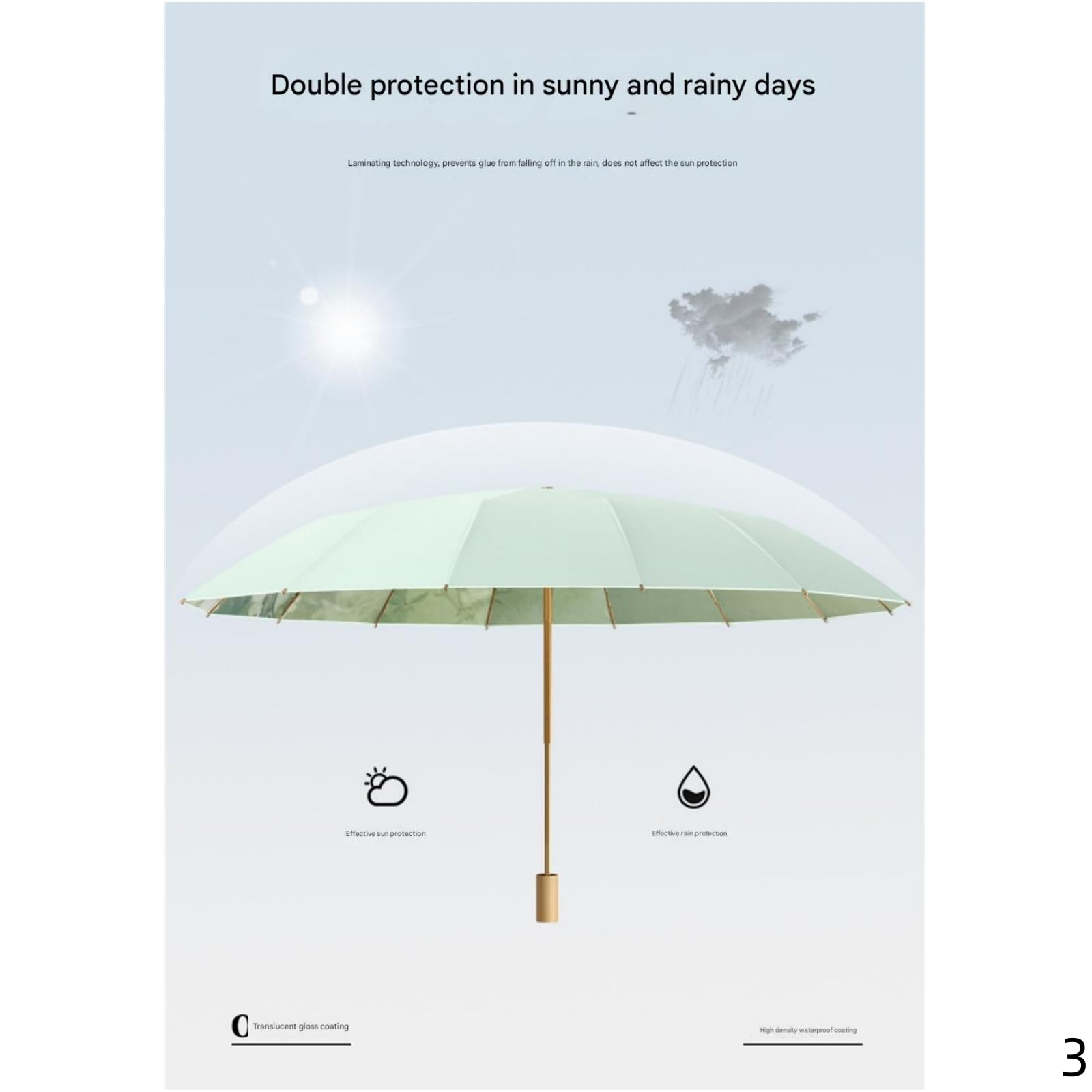 Ombrelle Anti UV Parapluie Umbrella Collue À Main De Trois Fois La Mode Sun Protection Sunshade Umbrel Solaire-16 Côtes Colorées Glue-11