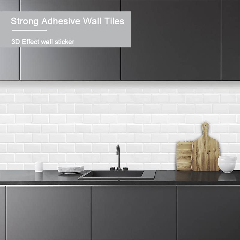 Alwayspon Plaktegels, afpellen en opplakken, zelfklevende waterdichte vinyl wandtegelstickers spatwand voor keuken badkamer muur, 10 vel, beige