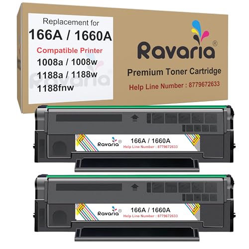 Image of W1660A / 166A Compatible Toner Cartridge Replacement for HP 166A Toner Cartridge for HP Laser 1008a 1008w 1188a 1188w 1188fnw Printer with chip (166A Toner Pack of 2)