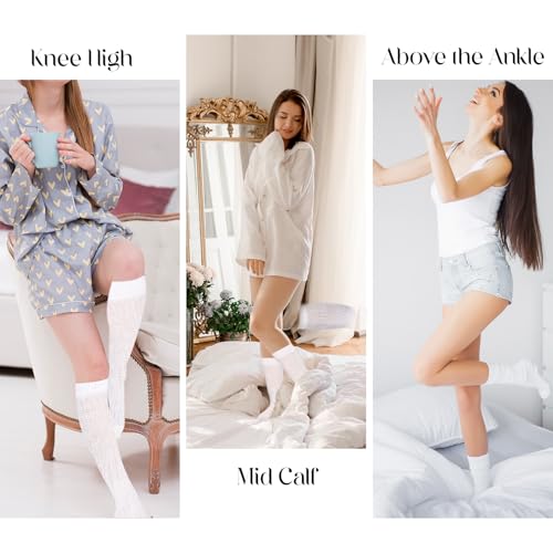 Women's Soft Slouch Socks, Crew & Scrunch Socks, Cute Frilly Socks for Spring & Winter, Size 6-12 (Black/White)4