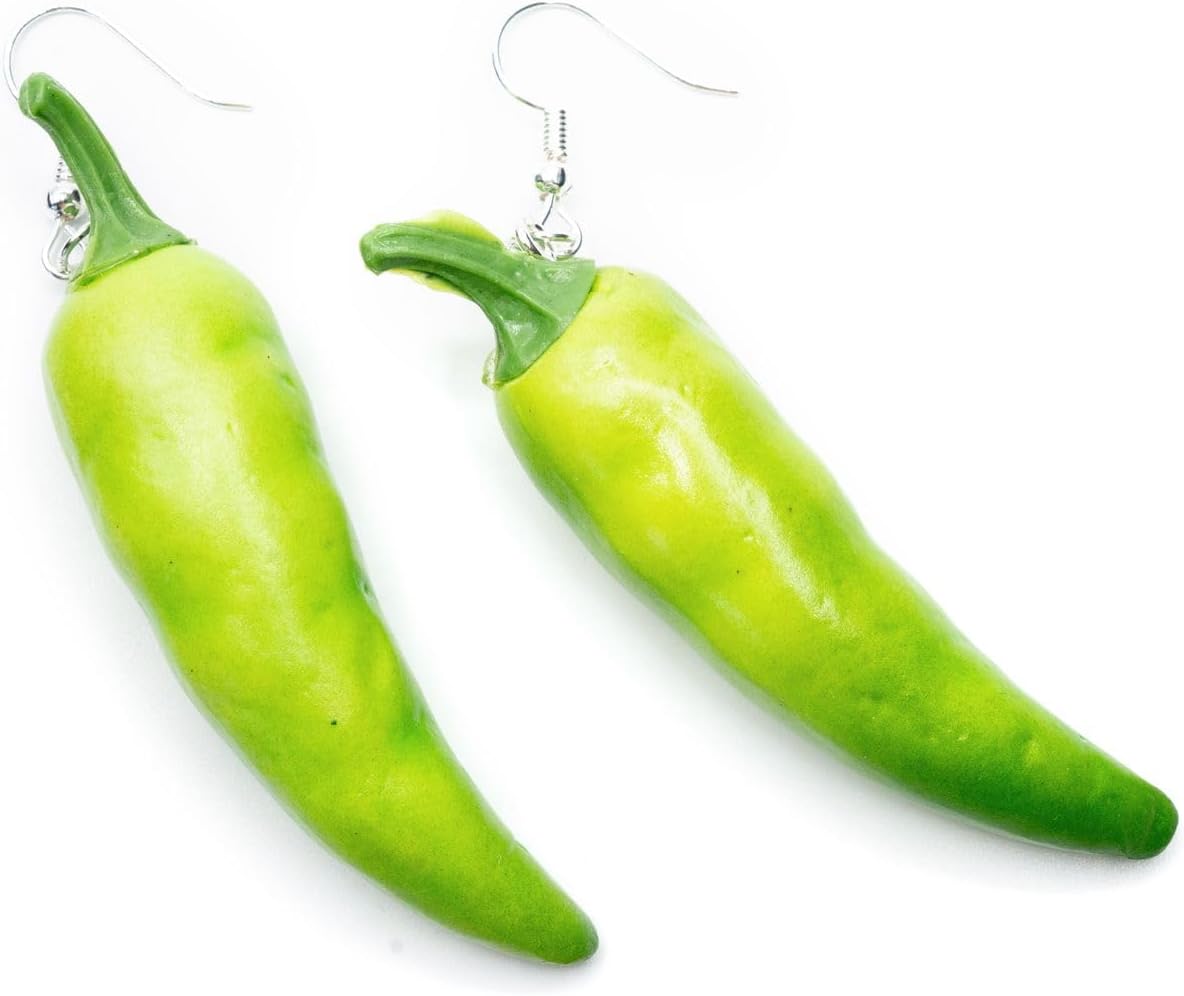 Paprika earrings miniblings pendant cooking kitchen chef cook vegetable pepperoni pizza green