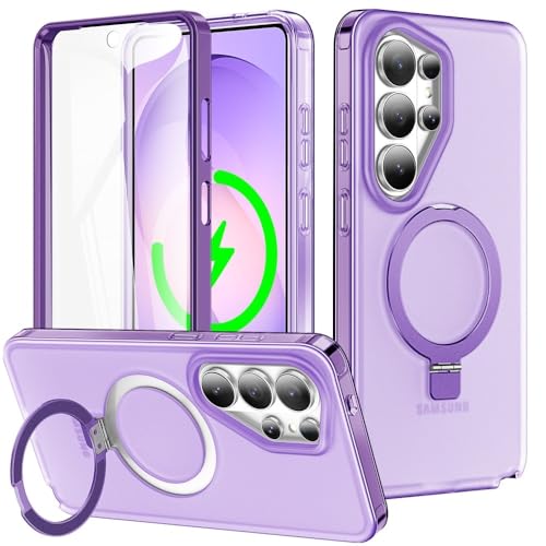 Coque Samsung S24 violette en silicone rigide avec anneau