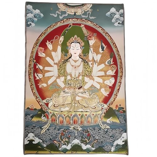 Thangka tibétain brodé en soie contre le stress décoration