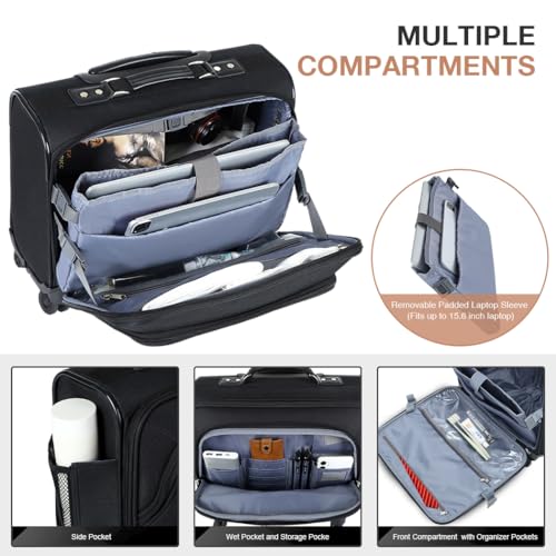 Lekebobor-Rolling-Laptop-Bag-Rolling-Briefcase-for-Women-Fits-Up-to-156Inch-Laptop-Briefcase-on-WheelsQuilted-Black