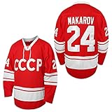 Special clothing Sergei Makarov 24 Hockey Jersey 1980 USSR Russian Movie Jersey for Men Stitched Red S-3XL (Large, 24 Makarov Red)
