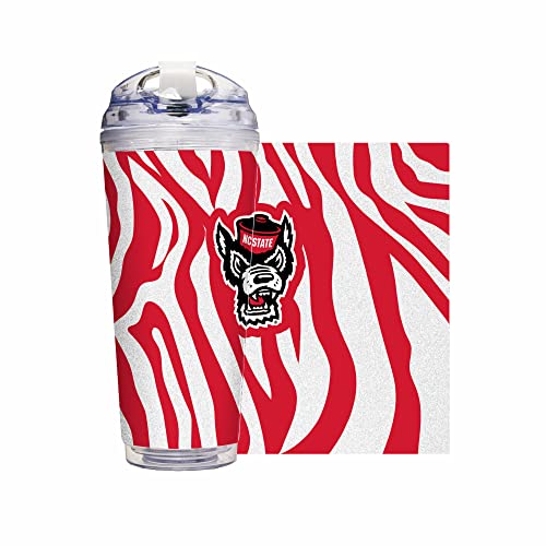 Image of Rico Industries NCAA Glitter 24oz Acrylic Glitter Tumbler with Hinged Lid, Officially Licensed Double Wall Tumbler with Straw