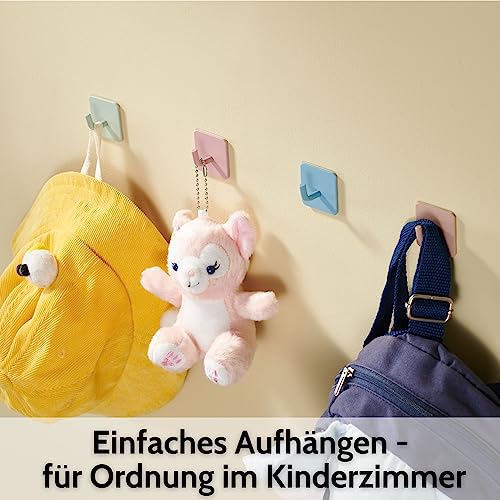 DEKAZIA 4 Kleiderhaken Kinder bunt | Garderobenhaken Kindergarderobe Haken Wandhaken Kinderzimmer Klebehaken Garderobe Kinderhaken Wand, (KRH37-mix)