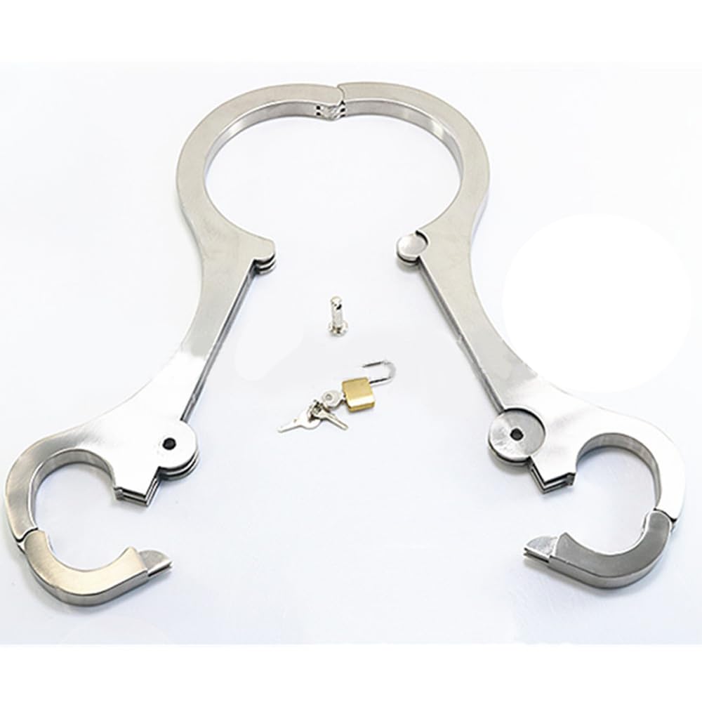 Extrem Bondage Set Edelstahl Bdsm 2 in 1 Sex Spreizstange Halsband Handschellen Sm Sexhalsbänder Schandgeige Restraint System Fesselset Fetish Sklave Erotik Sexspielzeug Für Männer Frauen Paare