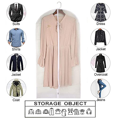 Garment Bag Clear 24'' X 48'' Long Suit Dust Garment Bags White Breathable Full Zipper Dust Cover For Dance Dress Clothes Pack Of 6 #TOP3