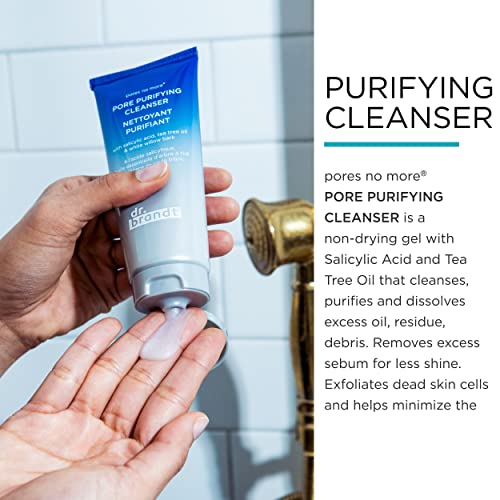 Dr. Brandt Cleanser. Pores No More Pore Purifying Cleanser. Non-Drying, Pore-Refining Cleaner With Salicylic Acid And Tea Tree Oil. Dissolves Impurities, Eliminates Excess Oil And Residue, 3.5 Fl Oz. #TOP1