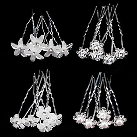 hocadon 20PCS Bridesmaid Hair Accessories, Wedding Hair Accessories for Women Guest, U Shaped Diamond Hair Pins for Wedding, Ball, 4 Styles Cover
