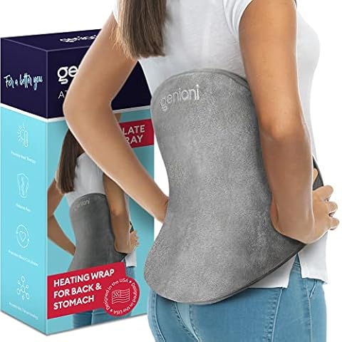GENIANI XL Heating Pad for Back Pain Relief and Cramps Relief 15"x24", Auto Shut Off, Heating Pad for Lower Back and Stomach, Heater Pad with Adjustable Strap, Moist Hot Water Bottles, Atna Cover