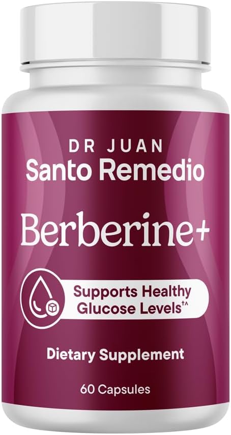 Santo Remedio Berberine, Dietary Supplement, Vegetarian, No Added Sugar, 60 Capsules, 30 Servings.