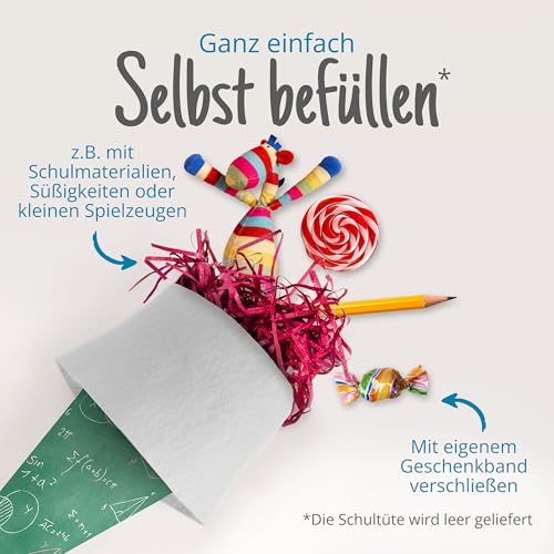 itenga Geschwisterschultüte 35cm Formeln Geschenkverpackung kleine Schultüte für Schüler Studenten passend zum Schulstart Ausbildungsstart oder Studium
