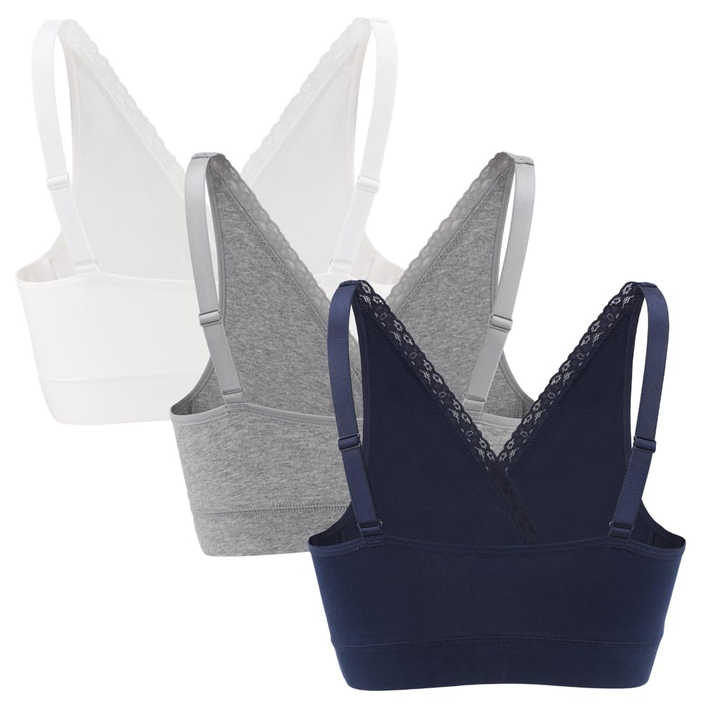 MANCI Reggiseno quotidiano in cotone con ornamento in pizzo e spalline regolabili - Reggiseno gravidanza per allattamento al seno, sonno e comfort quotidiano
