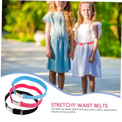 Beaupretty 3pcs Adjustable Elastic Boys and Girls Belts for Boys and Girls Stretchy Waist Belts Red Blue and Black for Jeans Pants and Dresses4